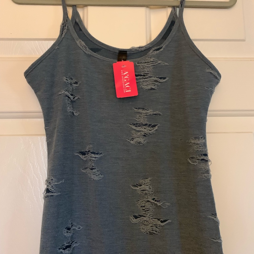 Blue distressed dress